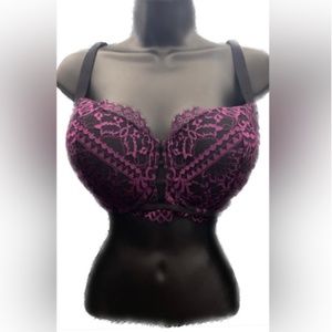 NWOT LS MAGENTA/BLK  So Free Lightly Lined Underwire, 38DD *P1036